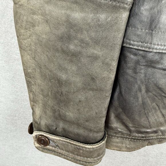 Vintage Mens Diesel Lamb Leather Jacket Biker Distressed Grey Size S (Flaw Read) - Picture 6 of 14